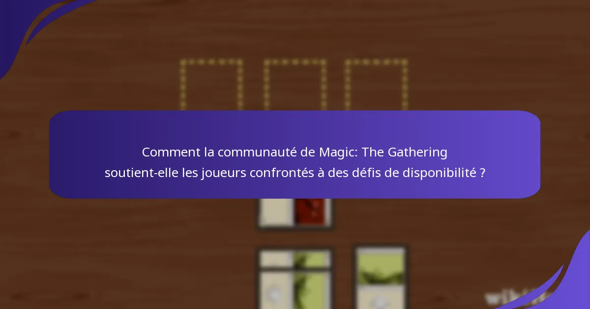 Comment la communauté de Magic: The Gathering soutient-elle les joueurs confrontés à des défis de disponibilité ?